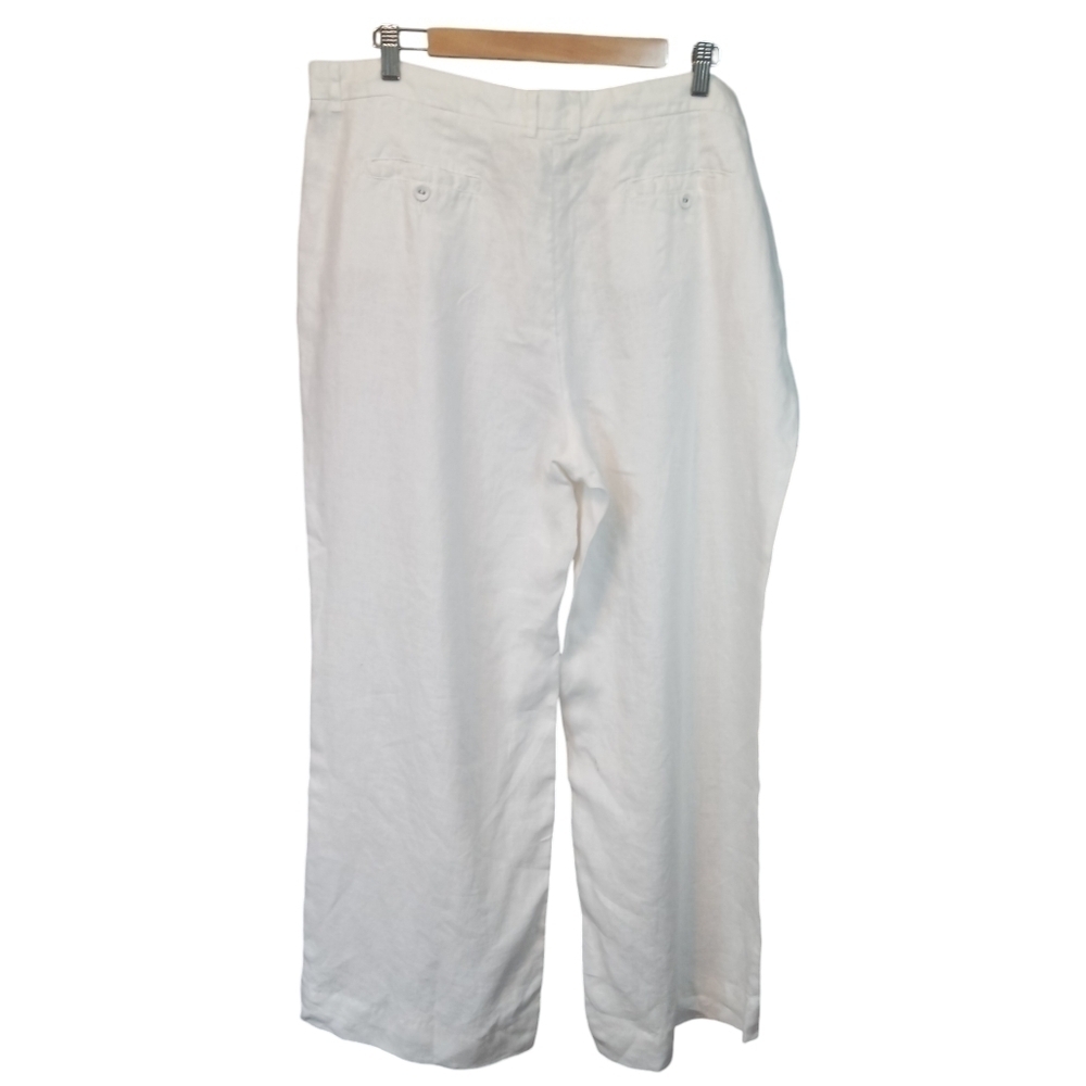 Garnet Hill Modern Linen Wide Leg Trouser Pants White Size 18 - Picture 10 of 15